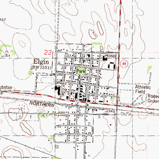 Topographic Map of Elgin Community Center, ND