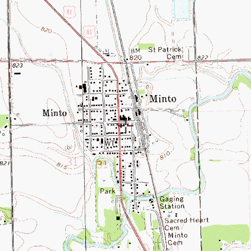 Topographic Map of Minto Community Center, ND