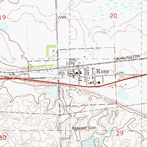 Topographic Map of Ross Community Center, ND