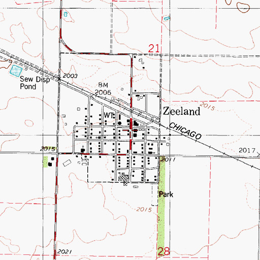 Topographic Map of Zeeland Community Hall, ND