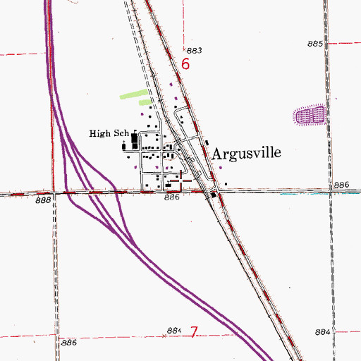 Topographic Map of Argusville Community Center, ND
