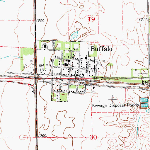 Topographic Map of Buffalo Community Center, ND