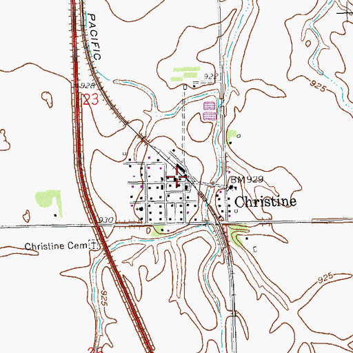 Topographic Map of Christine Community Center, ND