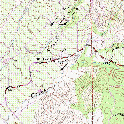 Topographic Map of Yuima Reservation (historical), CA