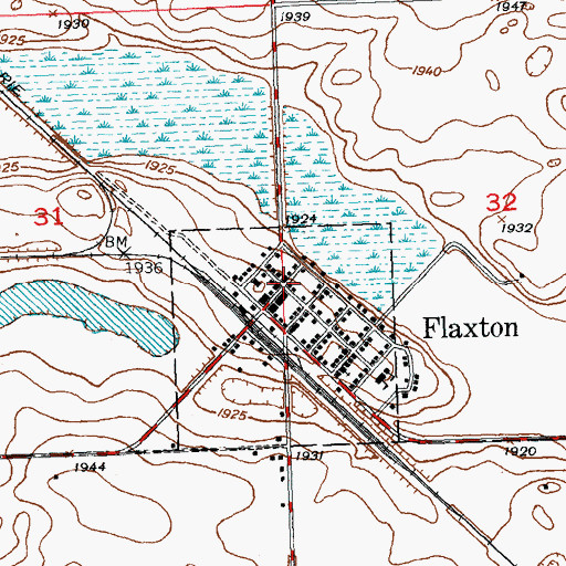Topographic Map of Memorial Hall, ND