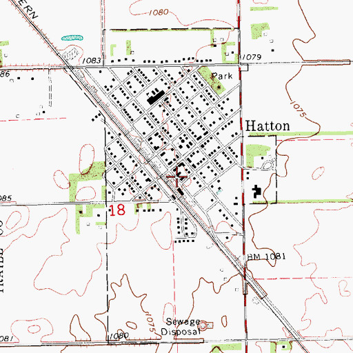 Topographic Map of Hatton Centennial Community Center, ND