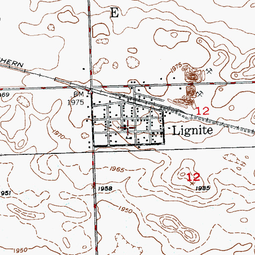 Topographic Map of Lignite Community Center, ND
