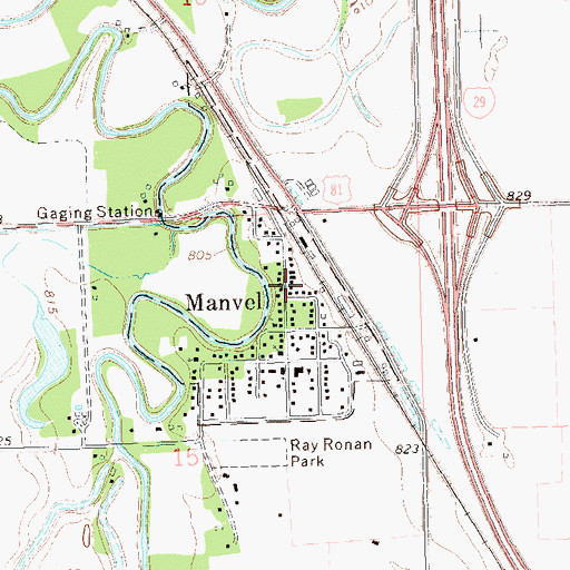 Topographic Map of Manvel Community Center, ND