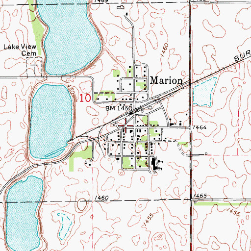 Topographic Map of Marion Community Center, ND