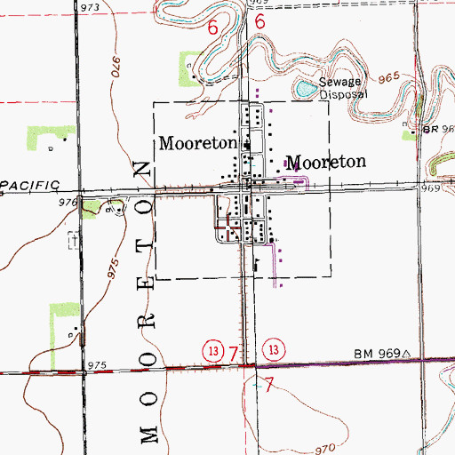 Topographic Map of Mooreton Community Center, ND