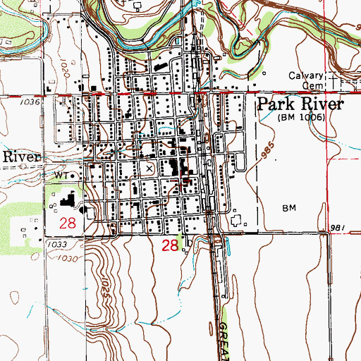 Topographic Map of Park River City Auditorium, ND
