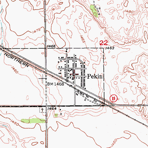 Topographic Map of Pekin Community Center, ND