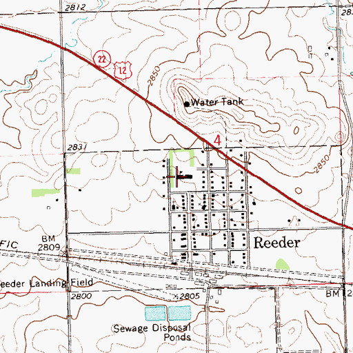 Topographic Map of Reeder Community Center, ND