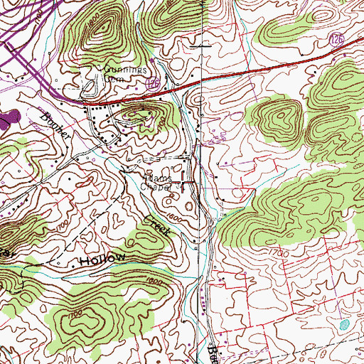 Topographic Map of Adams Chapel United Methodist Church Cemetery, TN