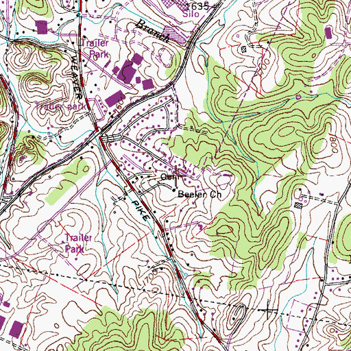Topographic Map of Beeler Cemetery, TN