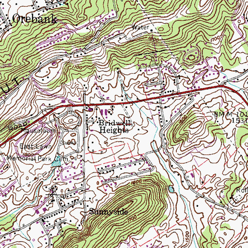 Topographic Map of Bridwell Cemetery, TN