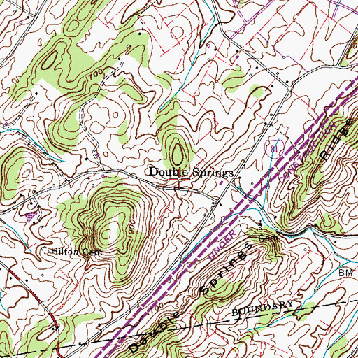 Topographic Map of Bruner Cemetery, TN