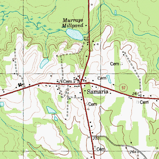 Topographic Map of Samaria Baptist Church, NC