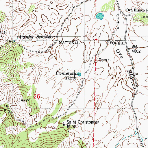 Topographic Map of Cemetery Tank, AZ
