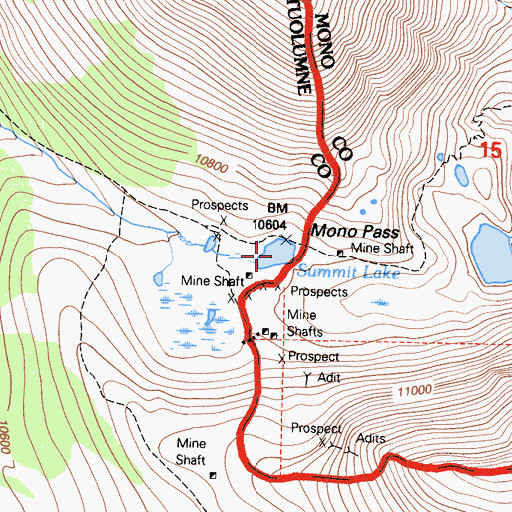 Topographic Map of Summit Lake, CA