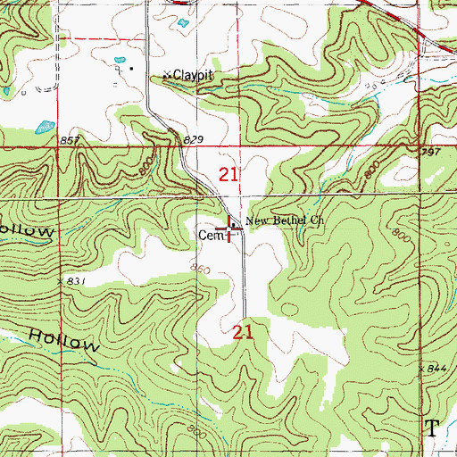 Topographic Map of Nubbin Ridge Cemetery, MO