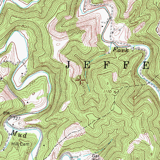 Topographic Map of Upper Mud River Wildlife Management Area, WV