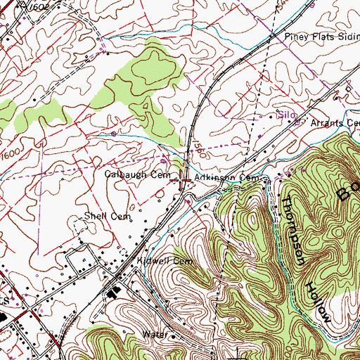 Topographic Map of Colbaugh Cemetery, TN