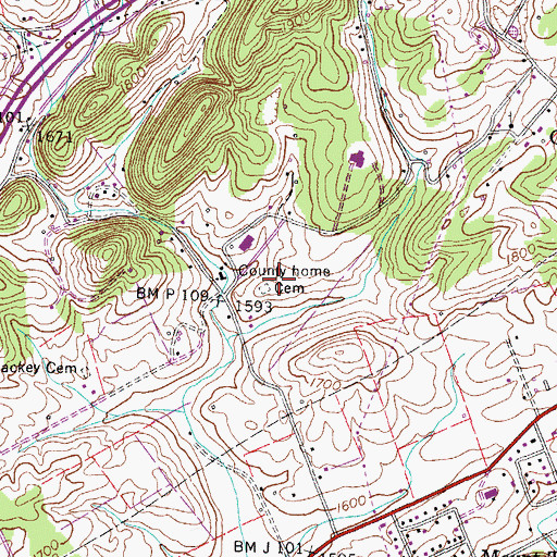 Topographic Map of County Home Cemetery, TN