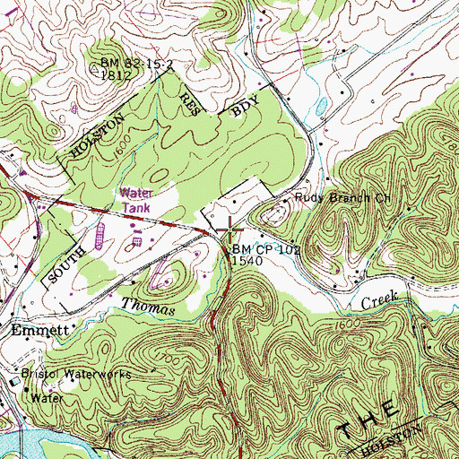Topographic Map of Cowan-Delaney Cemetery, TN