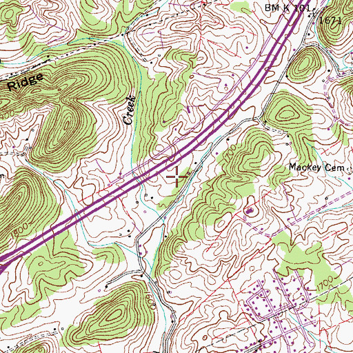 Topographic Map of Fauver Cemetery, TN