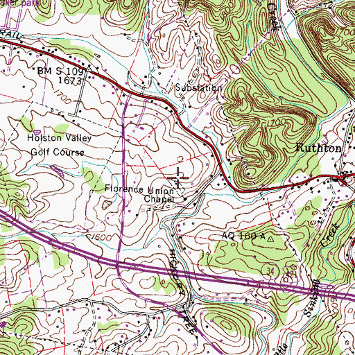 Topographic Map of Florence Union Cemetery, TN
