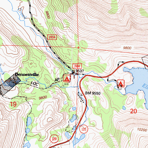Topographic Map of Junction Campground, CA