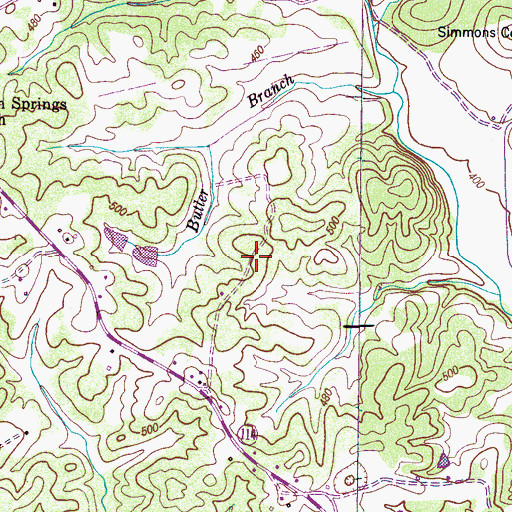 Topographic Map of Butler Cemetery, TN