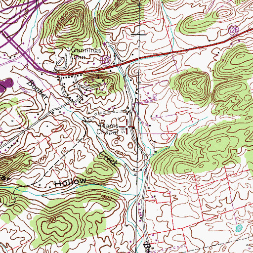 Topographic Map of Adams Chapel United Methodist Church, TN