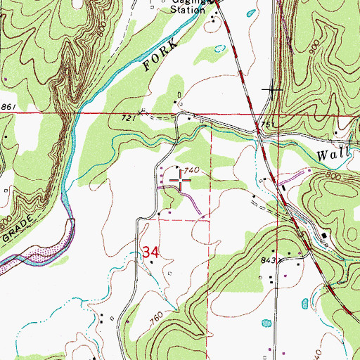 Topographic Map of Shirley Cemetery, OK