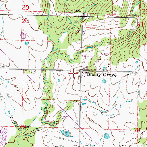 Topographic Map of Shady Grove Cemetery, OK