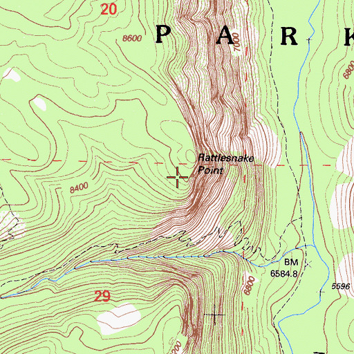 Topographic Map of Rattlesnake Point, CA
