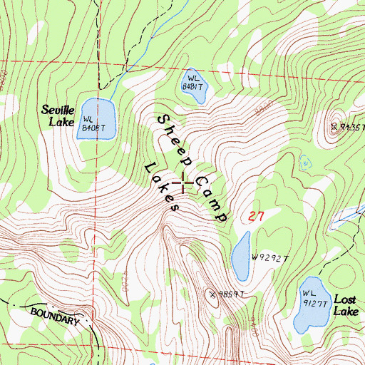 Topographic Map of Sheep Camp Lakes, CA