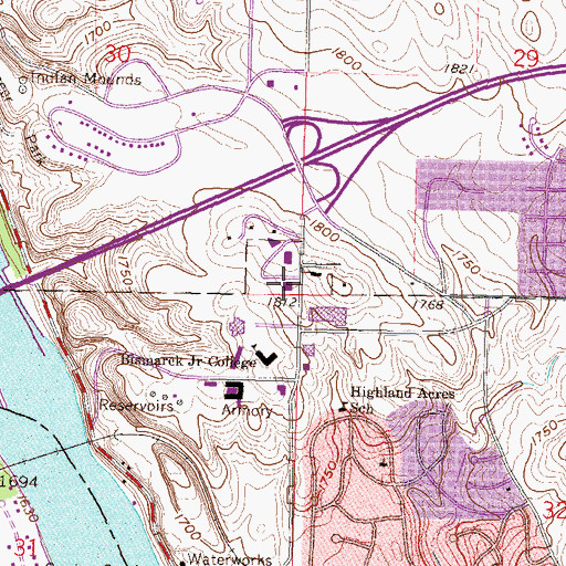 Topographic Map of Meadowlark Building, ND