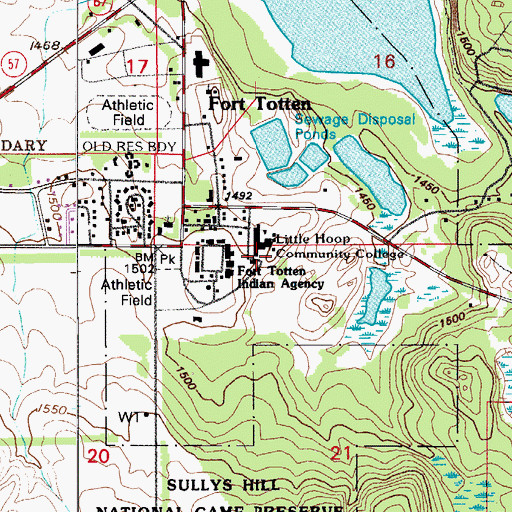 Topographic Map of Vocational Carpentry Trades Building, ND