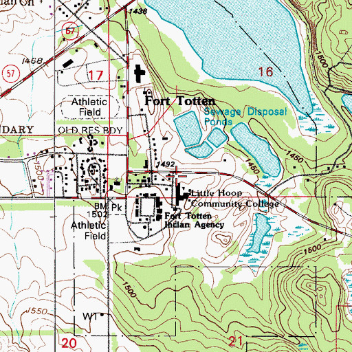 Topographic Map of Cankdeska Cikana Community College Student Union, ND