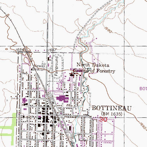 Topographic Map of Old Main Building, ND