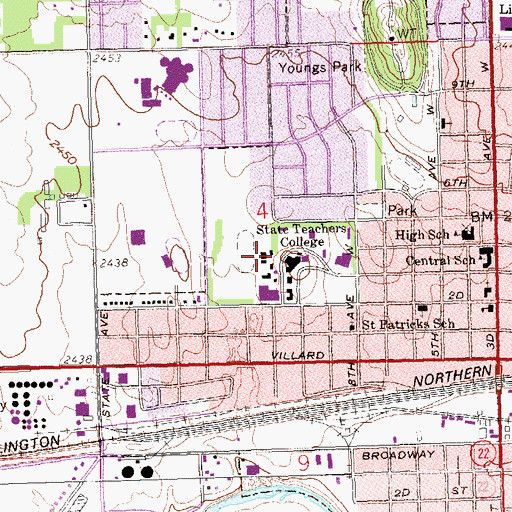 Topographic Map of Pulver Hall, ND