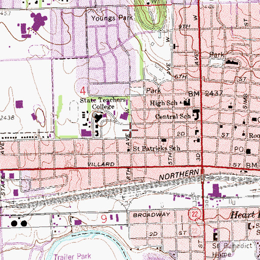 Topographic Map of Dickinson State University Alumni and Foundation House, ND