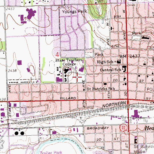 Topographic Map of King Pavilion, ND