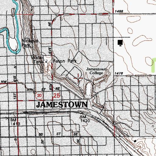 Topographic Map of Hansen Center, ND