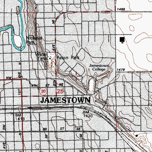 Topographic Map of Watson Hall, ND