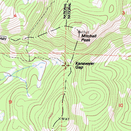 Topographic Map of Kanawyer Gap, CA