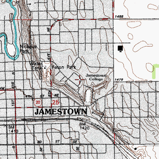 Topographic Map of Orlady Hall, ND