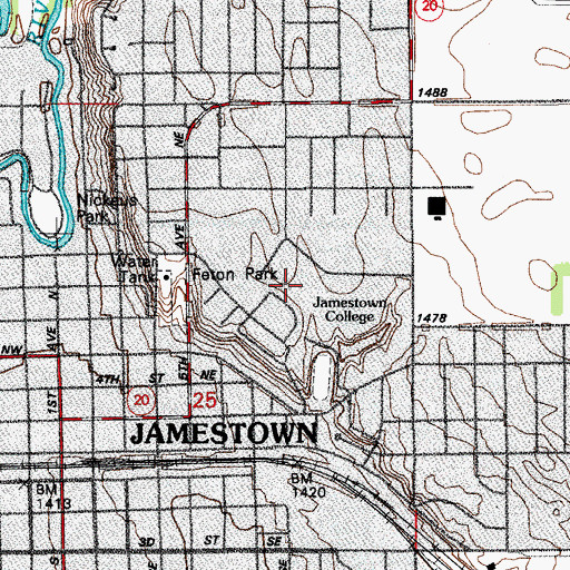 Topographic Map of Kroeze Hall, ND